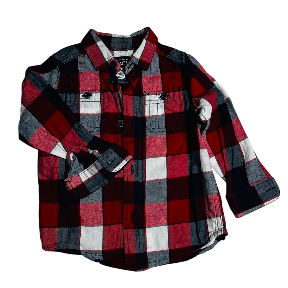 The Children's Place Red and Black Plaid Button Down‎ Shirt